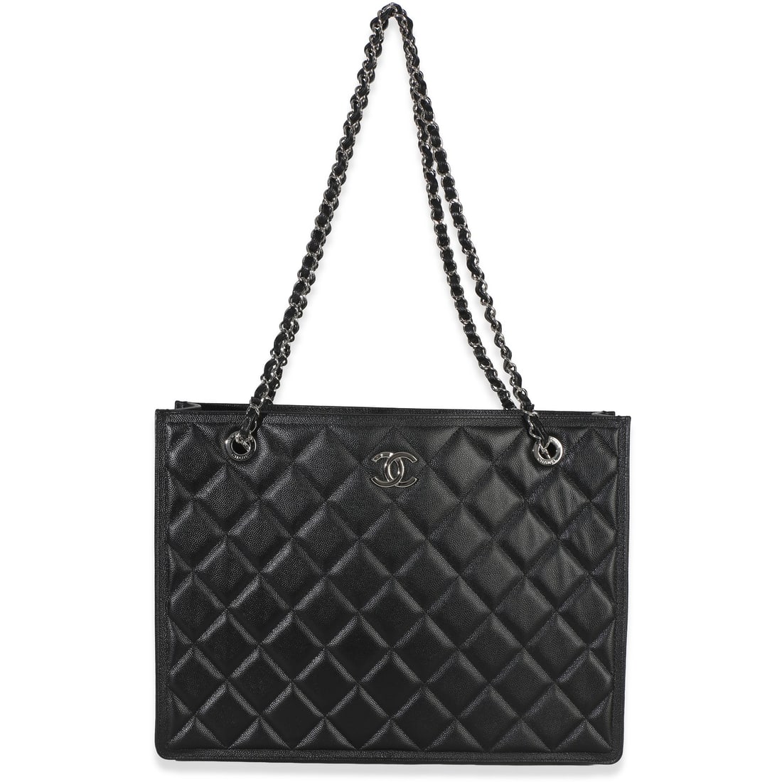 Chanel CC Shopping Tote Black Quilted Caviar Leather (1 of 8)