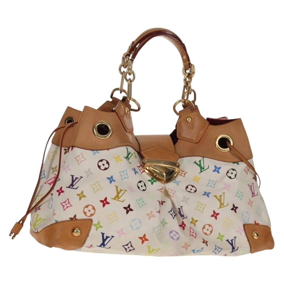 LOUIS VUITTON Monogram Multicolor Ursula Tote Bag White M40123 Auth: LOUIS VUITTON Monogram Multicolor Ursula Tote Bag White M40123 Auth This Louis Vuitton Monogram Multicolor Ursula Tote Bag features a stunning white exterior crafted from Monogram Multicolor Canvas, s