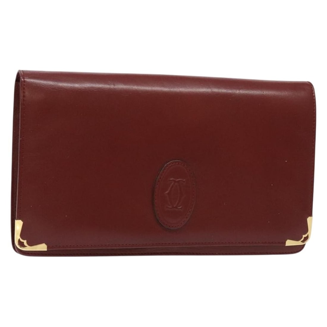 CARTIER Must Line Bordeaux Leather Clutch Bag with Gold Accents (1 of 18)
