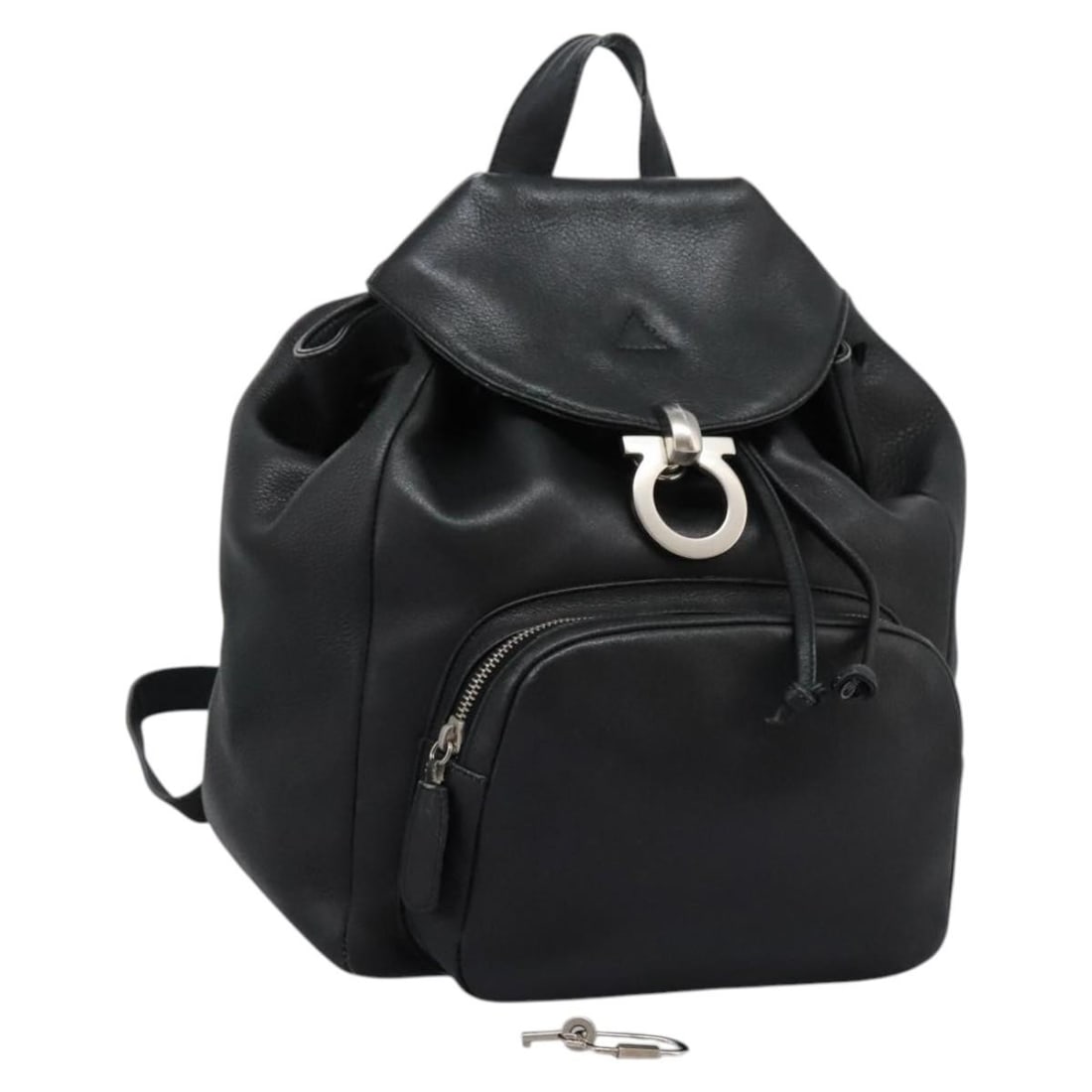 Salvatore Ferragamo Black Leather Gancini Backpack with Key (1 of 18)