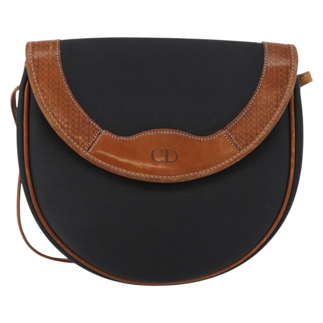 Vintage Christian Dior Black Canvas Shoulder Bag for Women: Vintage Christian Dior Black Canvas Shoulder Bag for Women This Christian Dior vintage shoulder bag features black canvas material and is designed for women. The bag shows signs of use, including loss