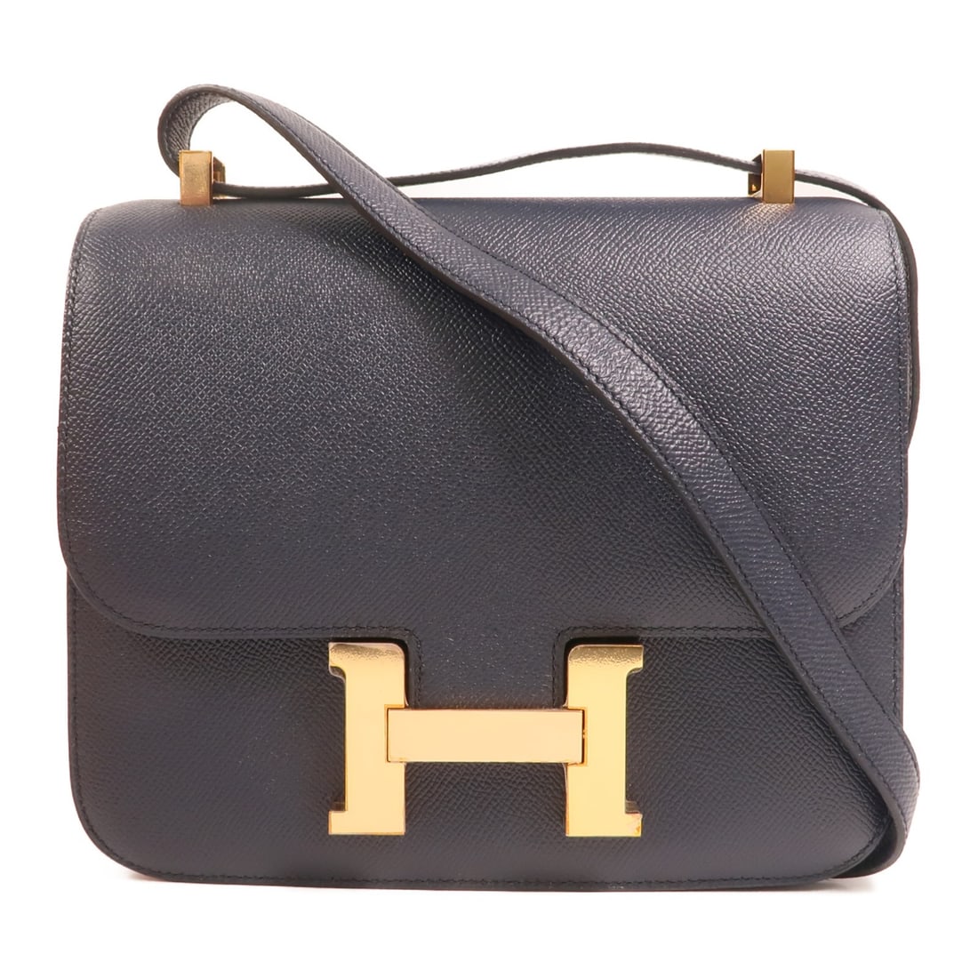Hermes Constance 24 Veau Epsom Shoulder Bag Bleu Indigo with Gold Hardware: Hermes Constance 24 Veau Epsom Shoulder Bag Bleu Indigo with Gold Hardware This Hermes Constance 24 shoulder bag is crafted from Veau Epsom calfskin leather in a rich blue indigo color. Featuring gold