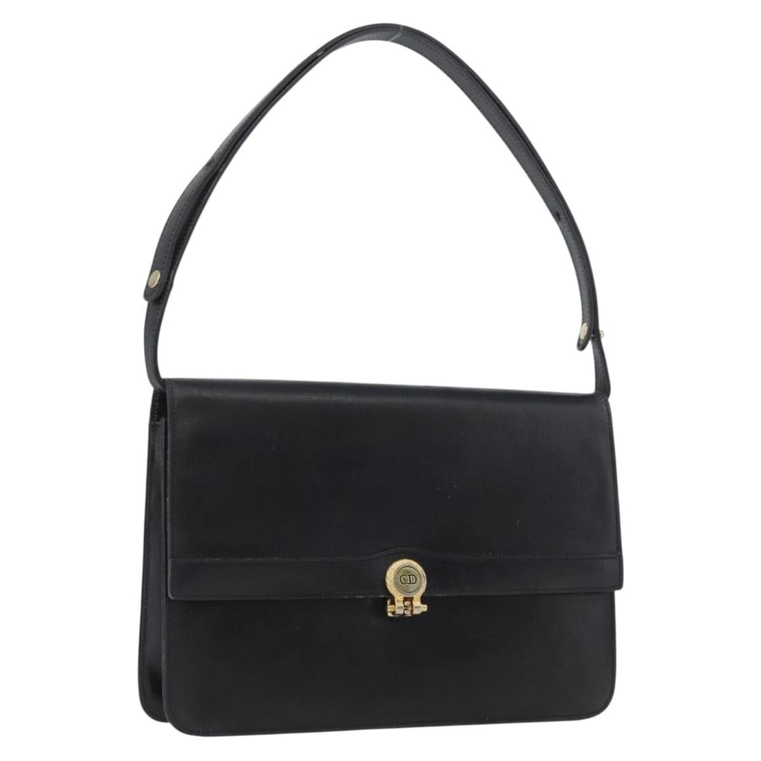 Christian Dior Black Gold Leather Shoulder Bag: Christian Dior Black Gold Leather Shoulder Bag This Christian Dior shoulder bag is crafted from black and gold leather and features a sleek, structured silhouette. Designed for women, it offers a vers