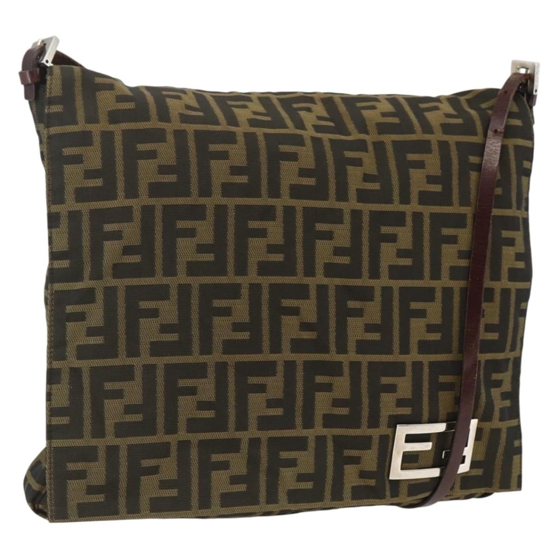 Fendi Shoulder Bag Zucca Canvas Black Brown Italian Designer Purse: Fendi Shoulder Bag Zucca Canvas Black Brown Italian Designer Purse This FENDI shoulder bag features the signature Zucca canvas in black and brown tones. Designed for women, it offers a spacious interi