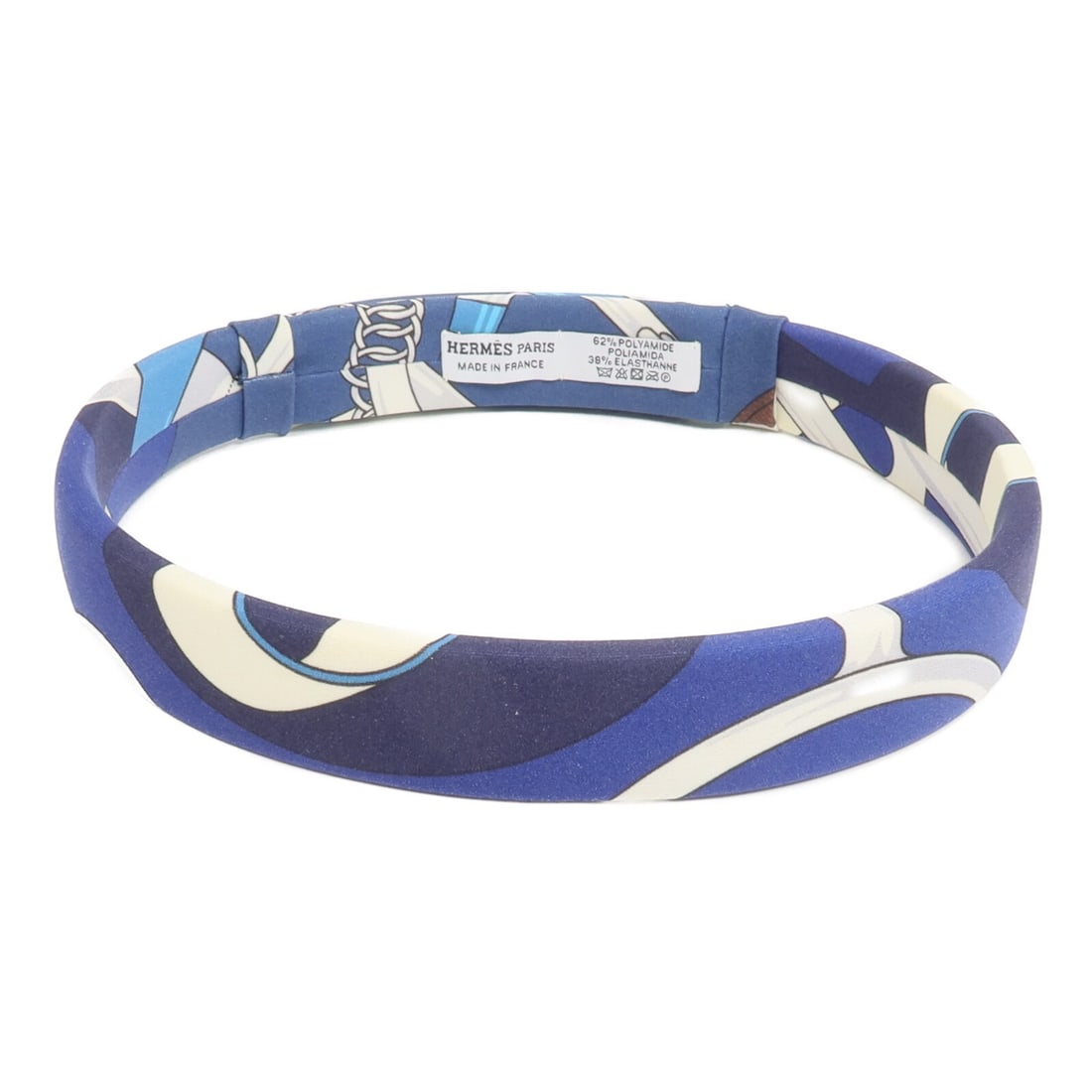 Hermes Navy Polyamide Elastane Women's Hair Accessory: Hermes Navy Polyamide Elastane Women's Hair Accessory This Hermes hair band is crafted from polyamide and features a navy color with white and black accents. Designed for women, it offers a stylish an