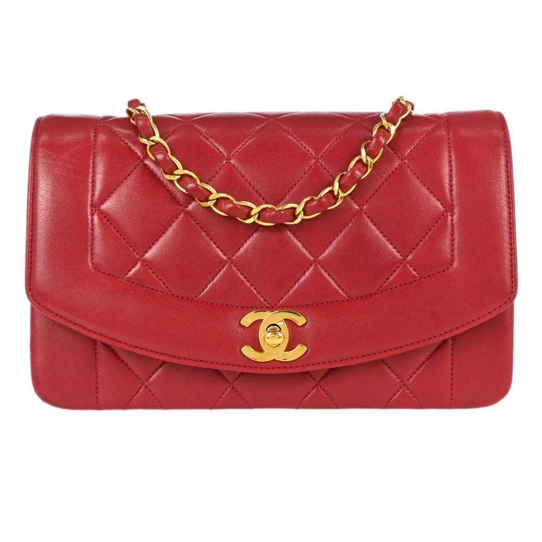 CHANEL Diana red lambskin flap shoulder bag (1 of 15)