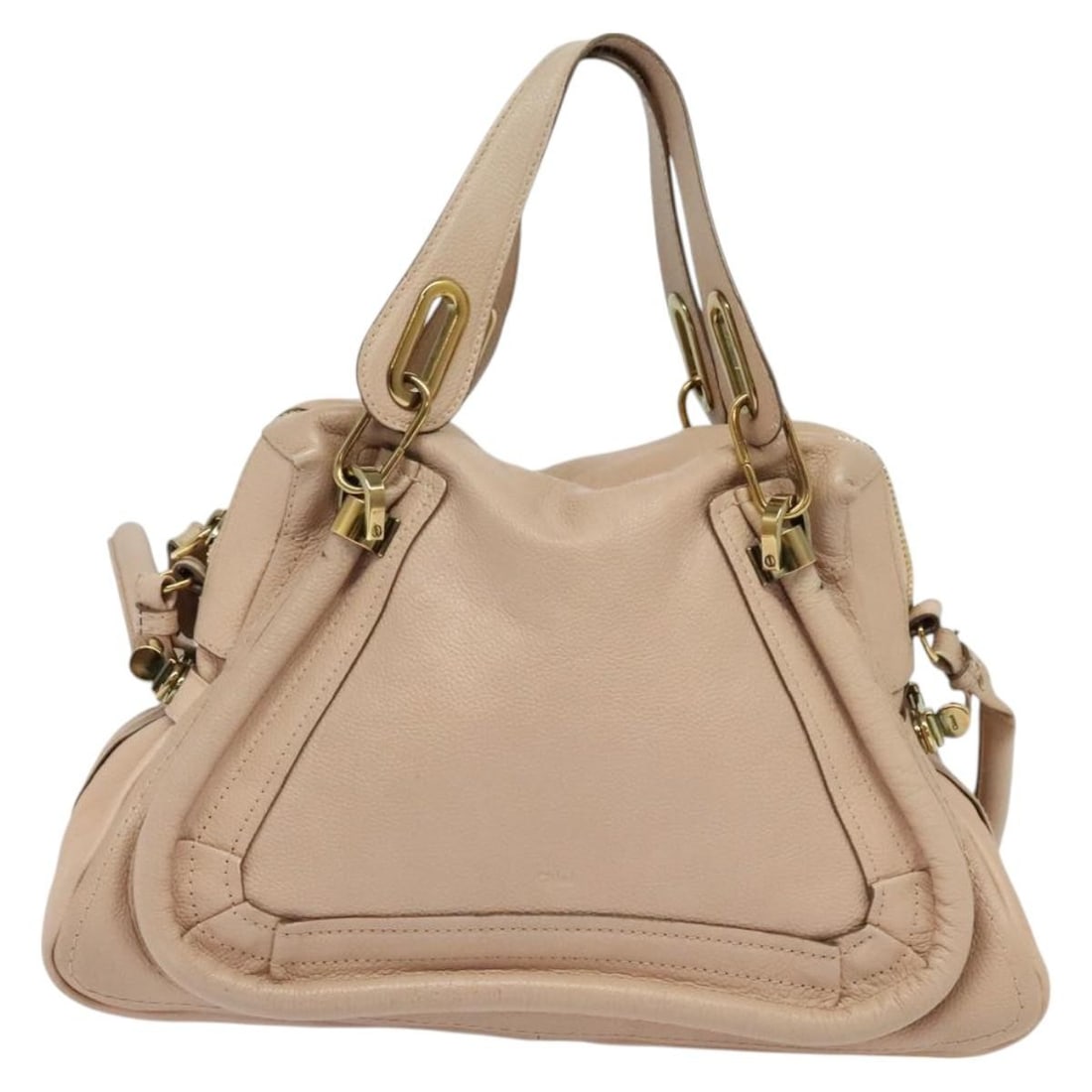 Chloe Paraty Beige Quilted Leather Shoulder Bag: Chloe Paraty Beige Quilted Leather Shoulder Bag This Chloe Paraty handbag features quilted leather in a beige color, designed for women. Crafted in Italy, the bag displays a structured silhouette with