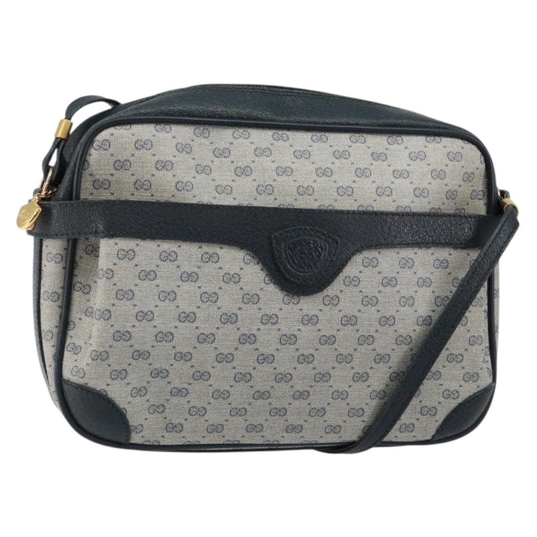 GUCCI Micro GG Canvas Navy Shoulder Bag PVC Leather Made in Italy: GUCCI Micro GG Canvas Navy Shoulder Bag PVC Leather Made in Italy This GUCCI Micro GG Canvas Shoulder Bag is a stylish accessory crafted from durable PVC leather in a classic navy color. Designed for 