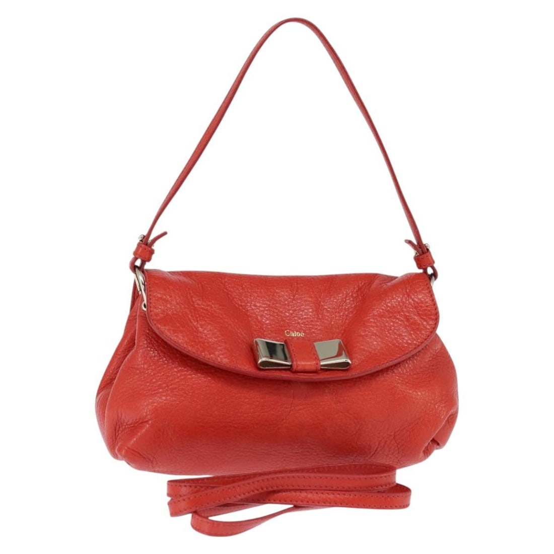 Chloe Lily Red Leather Shoulder Bag for Women: Chloe Lily Red Leather Shoulder Bag for Women This pre-owned Chloe Lily shoulder bag is crafted from red leather and designed for women. It features metal fittings and offers a compact size, making it
