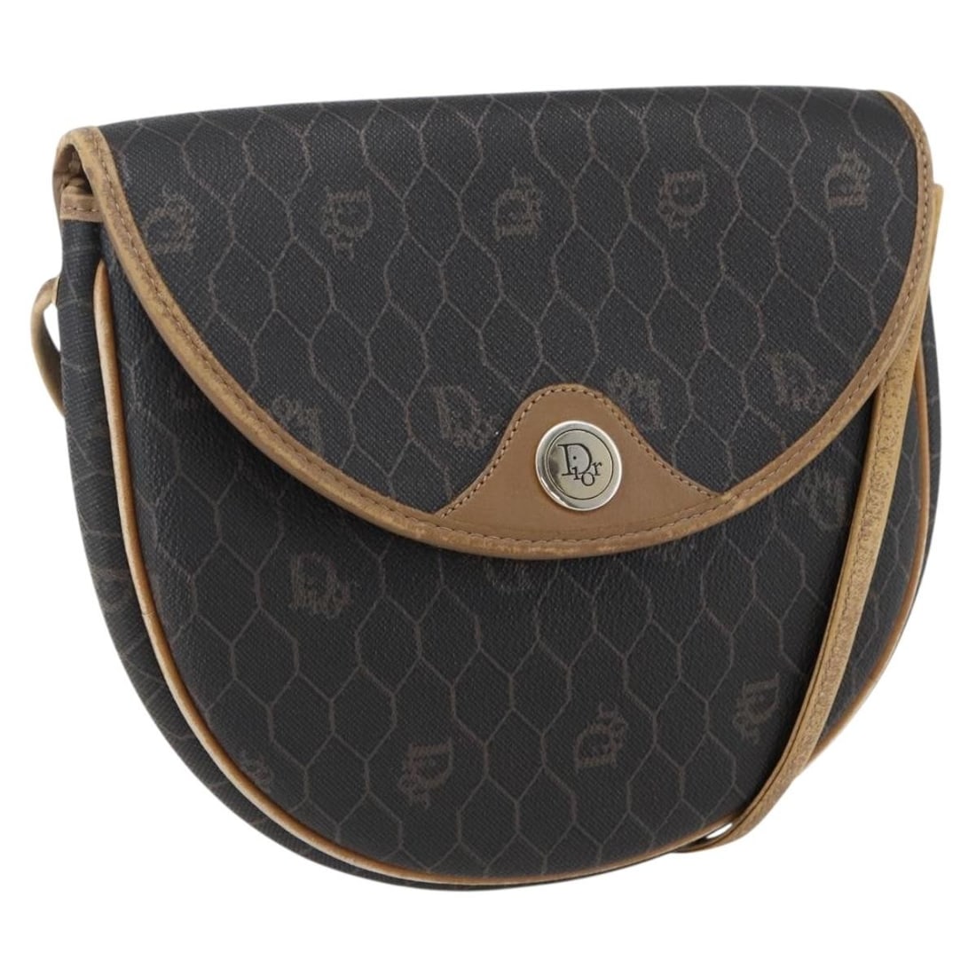 Christian Dior Black Honeycomb PVC Leather Shoulder Bag Gold Accents France: Christian Dior Black Honeycomb PVC Leather Shoulder Bag Gold Accents France This Christian Dior Honeycomb Canvas shoulder bag features a black and gold color scheme with PVC leather and signature hone