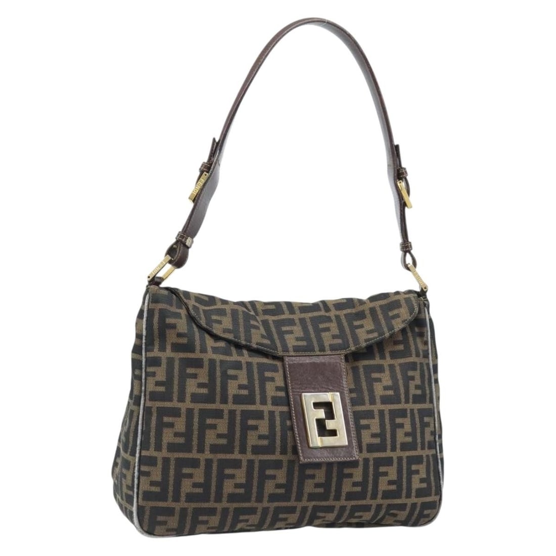 Fendi Zucca Canvas Black Brown Shoulder Bag for Women Italy (1 of 18)