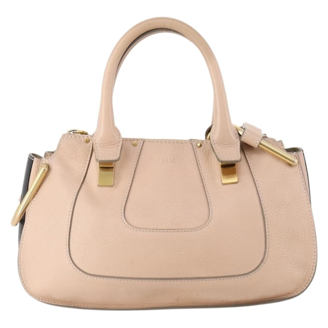Chloe Hayley Pink Leather Satchel: Chloe Hayley Pink Leather Satchel This Chloe Hayley Satchel is crafted from pink leather and designed for women. It features a structured silhouette with both a handle and a shoulder strap for versati