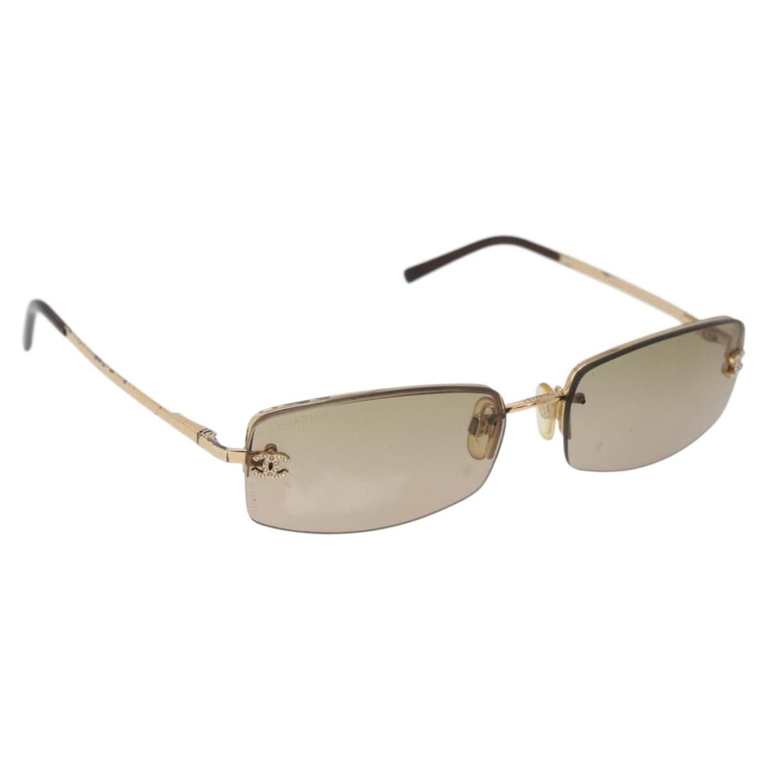 CHANEL Gold Tone Metal Women Sunglasses Italy (1 of 18)