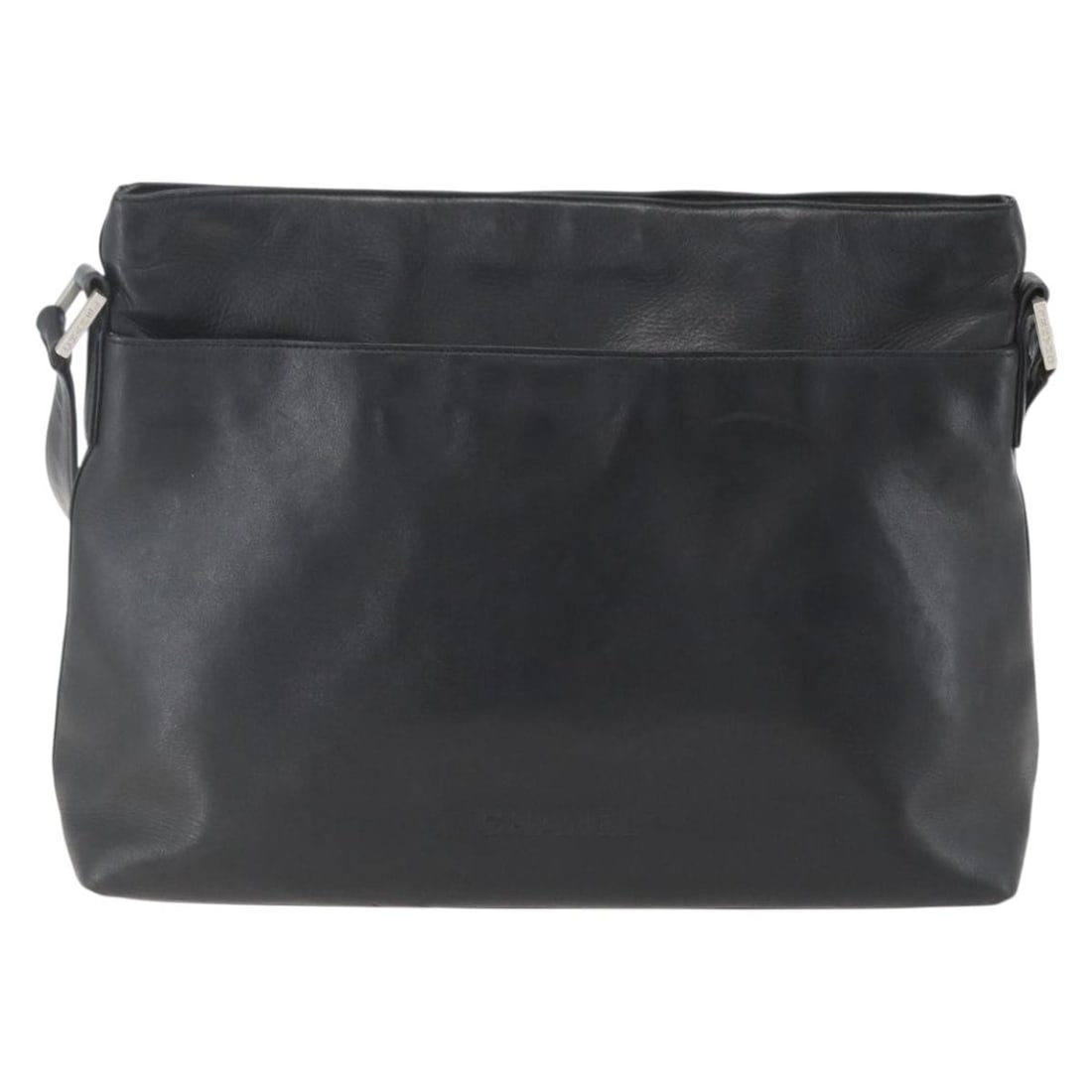 Chanel Black Leather Vintage Shoulder Bag 32cm x 25cm: Chanel Black Leather Vintage Shoulder Bag 32cm x 25cm This Chanel vintage shoulder bag is crafted from black leather and designed for female use. It features a classic silhouette with a shoulder strap