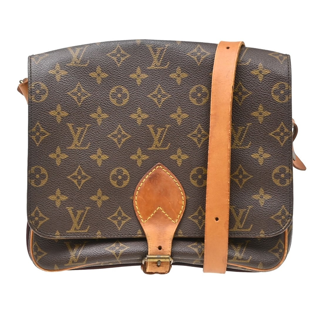 Louis Vuitton Cartouchiere GM Monogram Canvas Crossbody Bag: Louis Vuitton Cartouchiere GM Monogram Canvas Crossbody Bag This vintage Louis Vuitton Cartouchiere GM shoulder bag features the iconic monogram canvas with leather trim. Designed with a flap buckle c