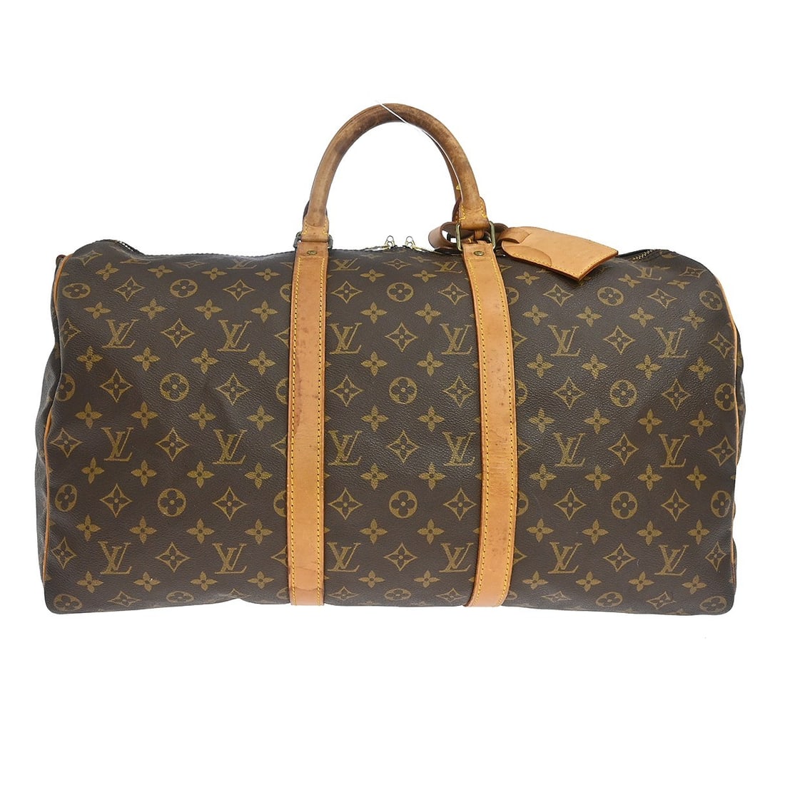 Louis Vuitton Keepall Bandouliere Monogram Canvas Travel Bag: Louis Vuitton Keepall Bandouliere Monogram Canvas Travel Bag This Louis Vuitton Keepall Bandouliere Bag features the iconic Monogram Canvas in brown and is designed for unisex use. The bag shows visib