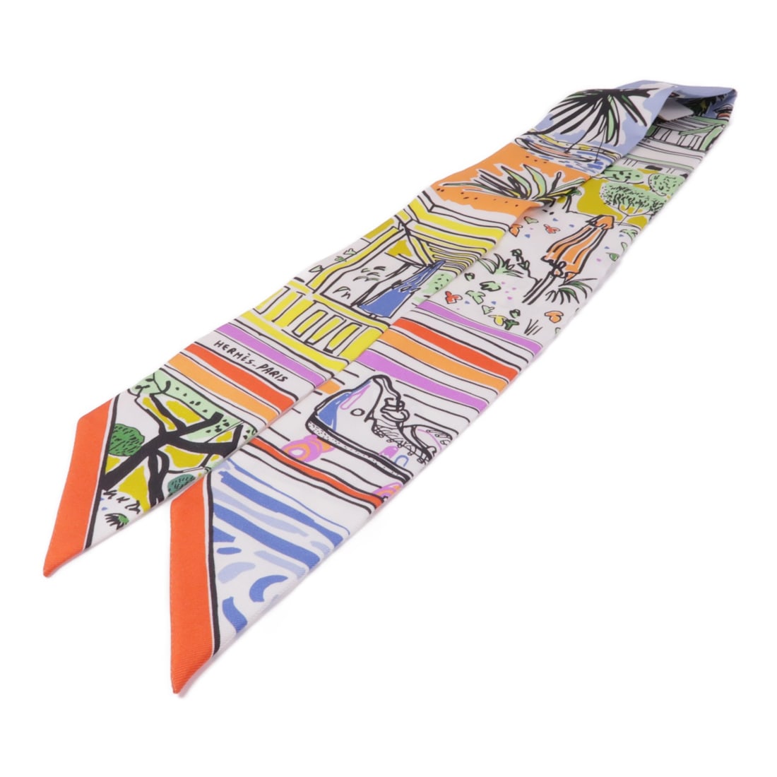 HERMES Twilly Scarf Multicolor Silk Luxury Accessory: HERMES Twilly Scarf Multicolor Silk Luxury Accessory This exquisite HERMES Twilly Scarf is crafted from luxurious silk, featuring a vibrant multicolor design that adds a touch of elegance to any outfi
