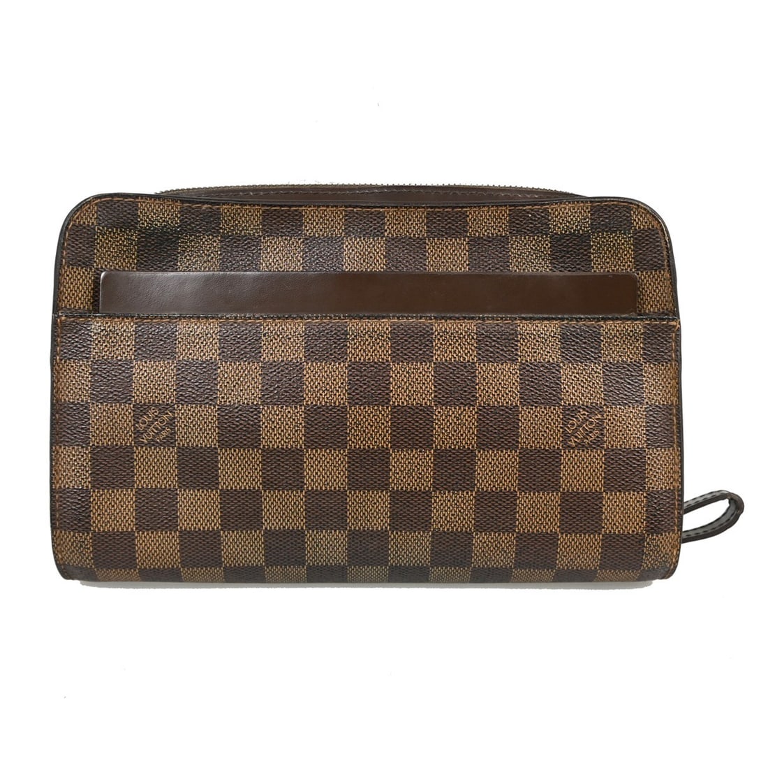 Louis Vuitton Damier Pochette Saint Louis Brown Canvas: Louis Vuitton Damier Pochette Saint Louis Brown Canvas This Louis Vuitton Pochette Saint Louis features the signature Damier canvas in brown. Designed as a unisex accessory, it offers a compact and ve