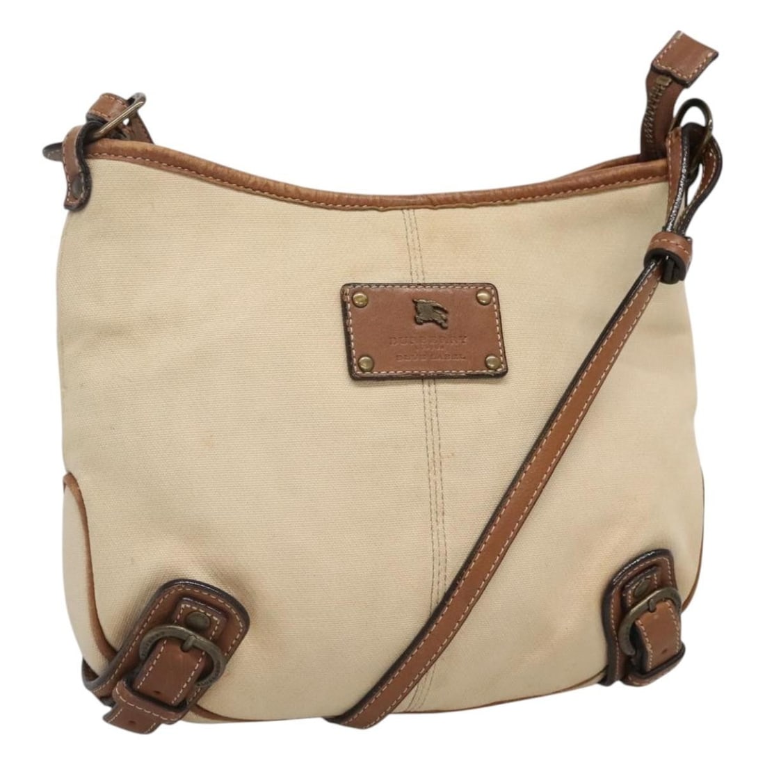 Beige Canvas Burberry Blue Label Women's Shoulder Bag from Japan: Beige Canvas Burberry Blue Label Women's Shoulder Bag from Japan This BURBERRY Blue Label shoulder bag for women is crafted from beige canvas and features a practical design. The bag shows significant