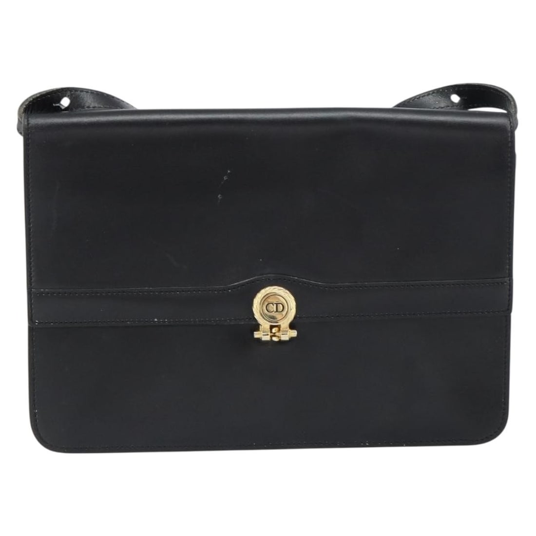 Christian Dior Black Leather Vintage Shoulder Bag from France: Christian Dior Black Leather Vintage Shoulder Bag from France This vintage Christian Dior shoulder bag is crafted from black leather and designed for women. It features surface rubbing, slight shape l