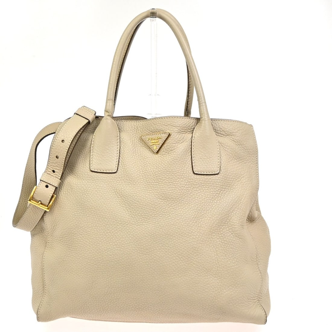 Prada Vitello Daino Beige Leather Convertible Tote Bag Italy (1 of 17)