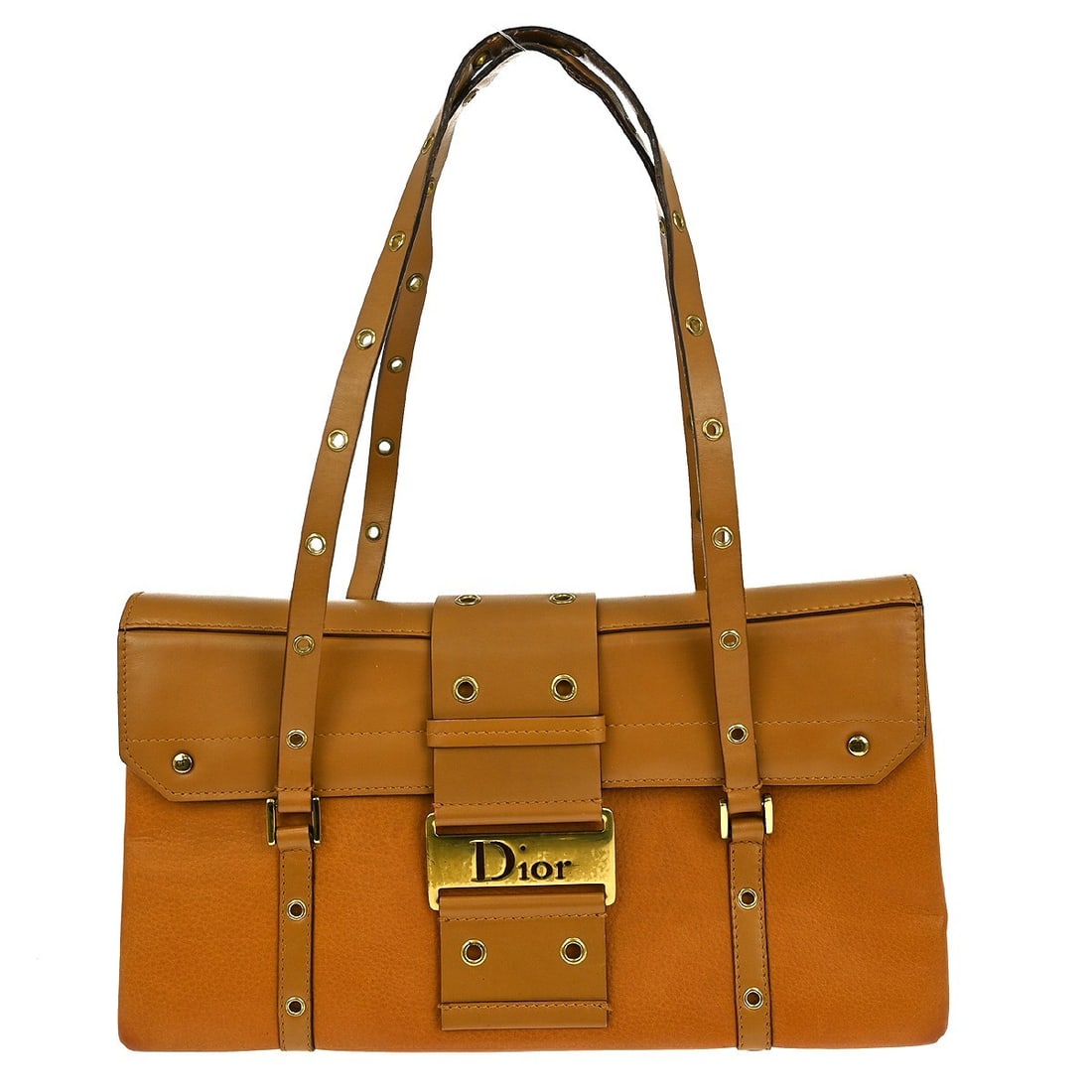 Dior Brown Leather Tote Handbag: Dior Brown Leather Tote Handbag This Christian Dior Street Chic tote handbag features a brown leather exterior with double leather handles, offering a stylish and practical design. Made in Italy, this