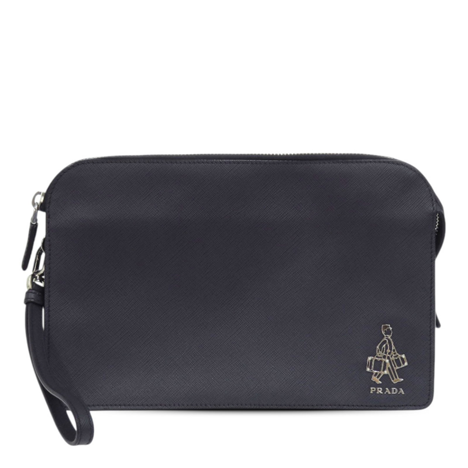 Prada Saffiano Lux Blue Leather Business Wristlet Bag (1 of 12)