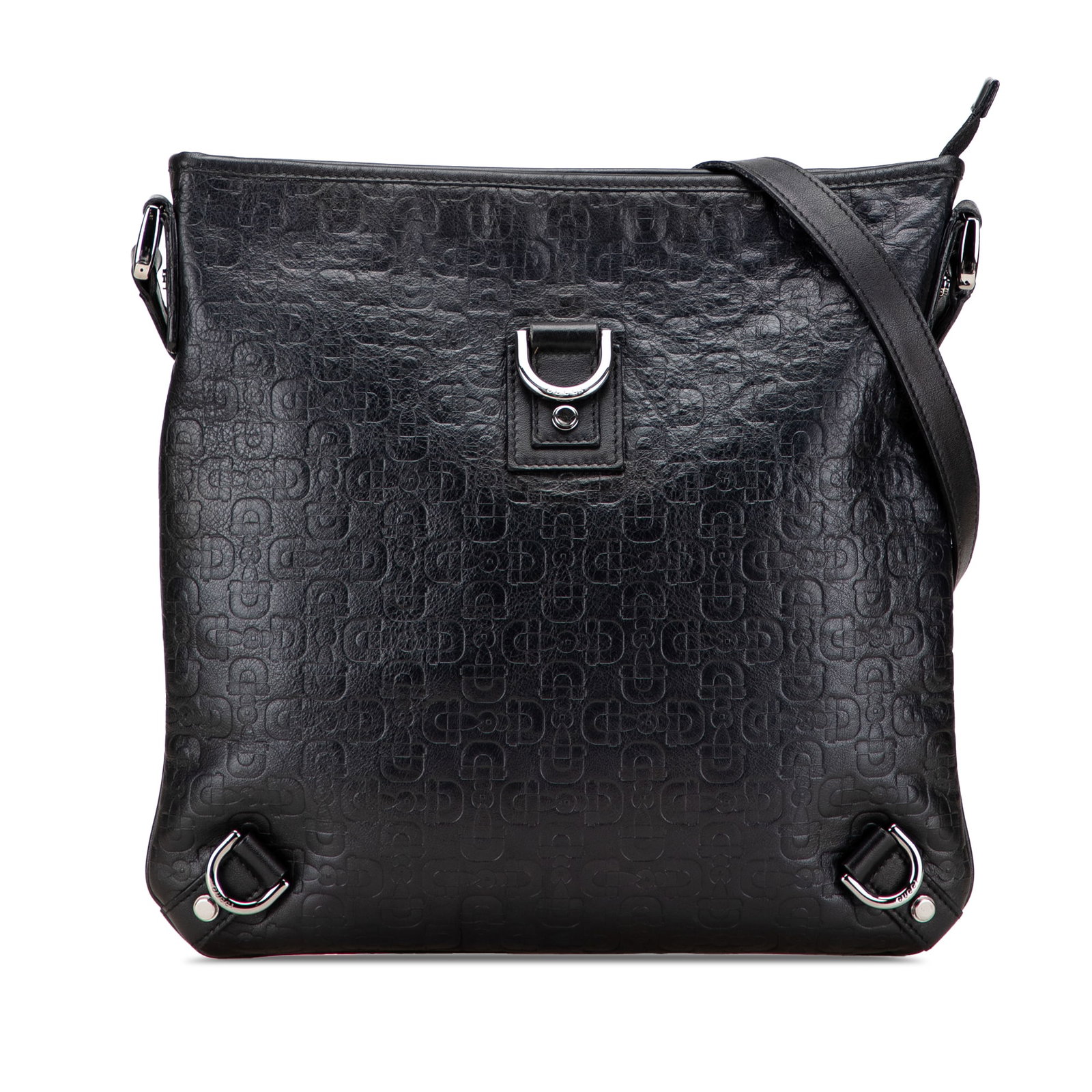 Gucci Abbey D Ring Crossbody Horsebit Embossed Leather Black (1 of 10)