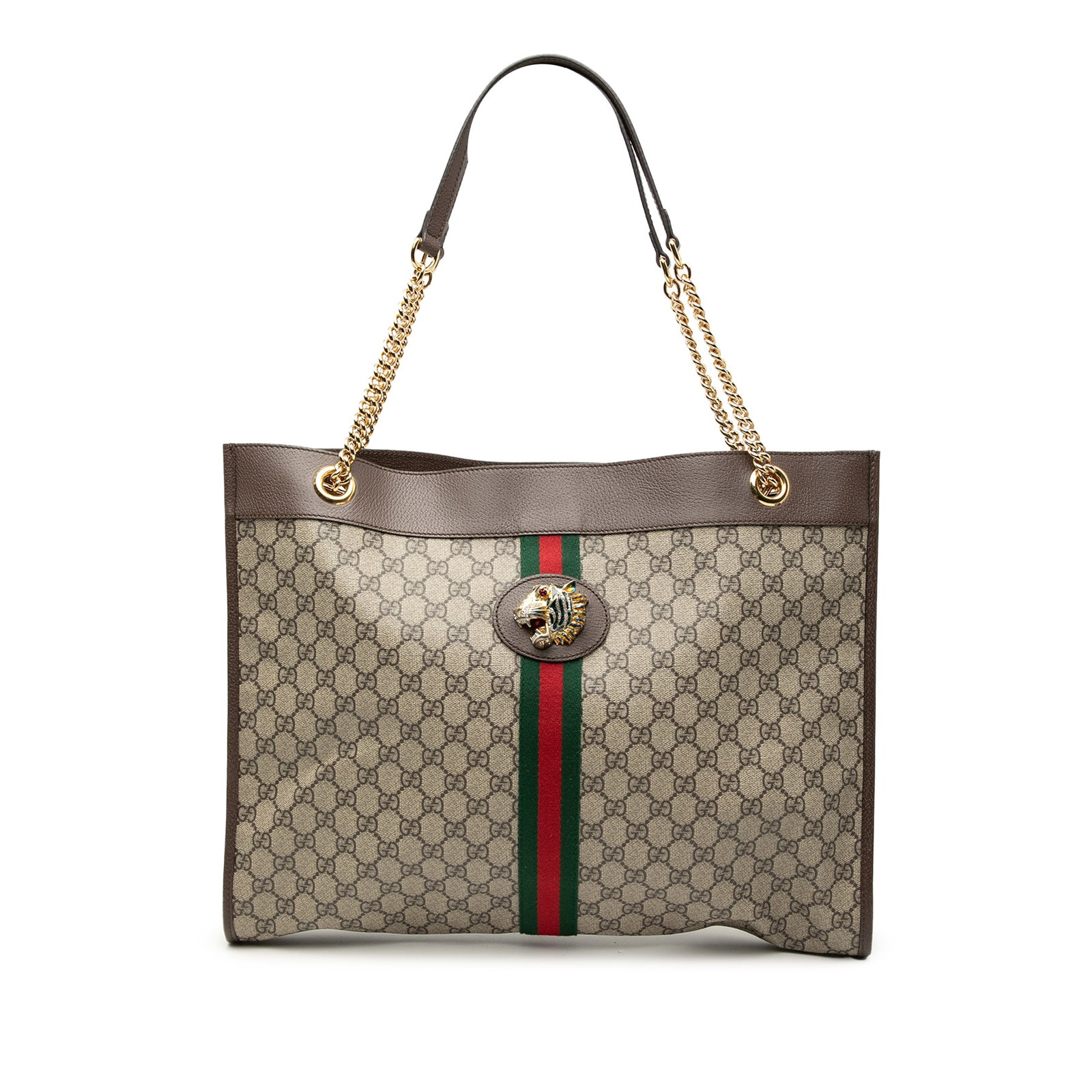 Gucci Rajah beige coated canvas tote with tiger head detail (1 of 8)