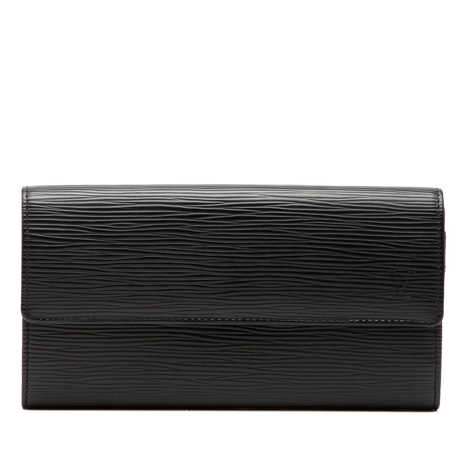 Louis Vuitton Epi Leather Sarah Long Wallet Black: Louis Vuitton Epi Leather Sarah Long Wallet Black This Louis Vuitton Epi Sarah Long Wallet is crafted from signature Epi leather in black and features a flap with snap button closure. The interior inc