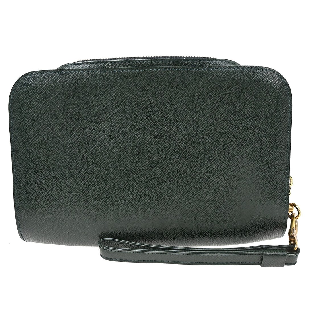 Louis Vuitton Taiga Baikal Green Leather Clutch Bag: Louis Vuitton Taiga Baikal Green Leather Clutch Bag This Louis Vuitton Baikal clutch bag from the Taiga collection features a green leather exterior and a compact, small-sized silhouette. The clutch i