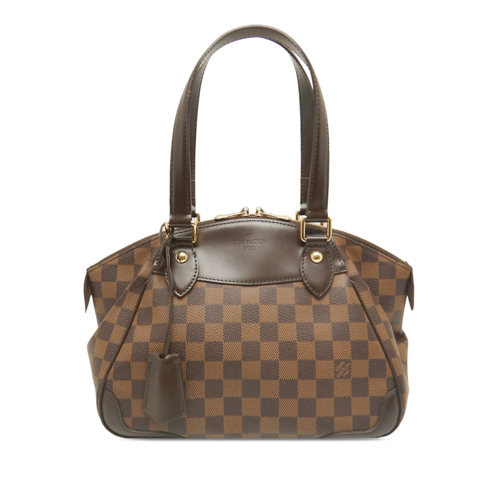 Louis Vuitton Verona PM Damier Ebene Brown Tote: Louis Vuitton Verona PM Damier Ebene Brown Tote The Louis Vuitton Damier Ebene Verona PM is a stylish handbag crafted from signature damier canvas with brown leather accents. It features a clochette, 