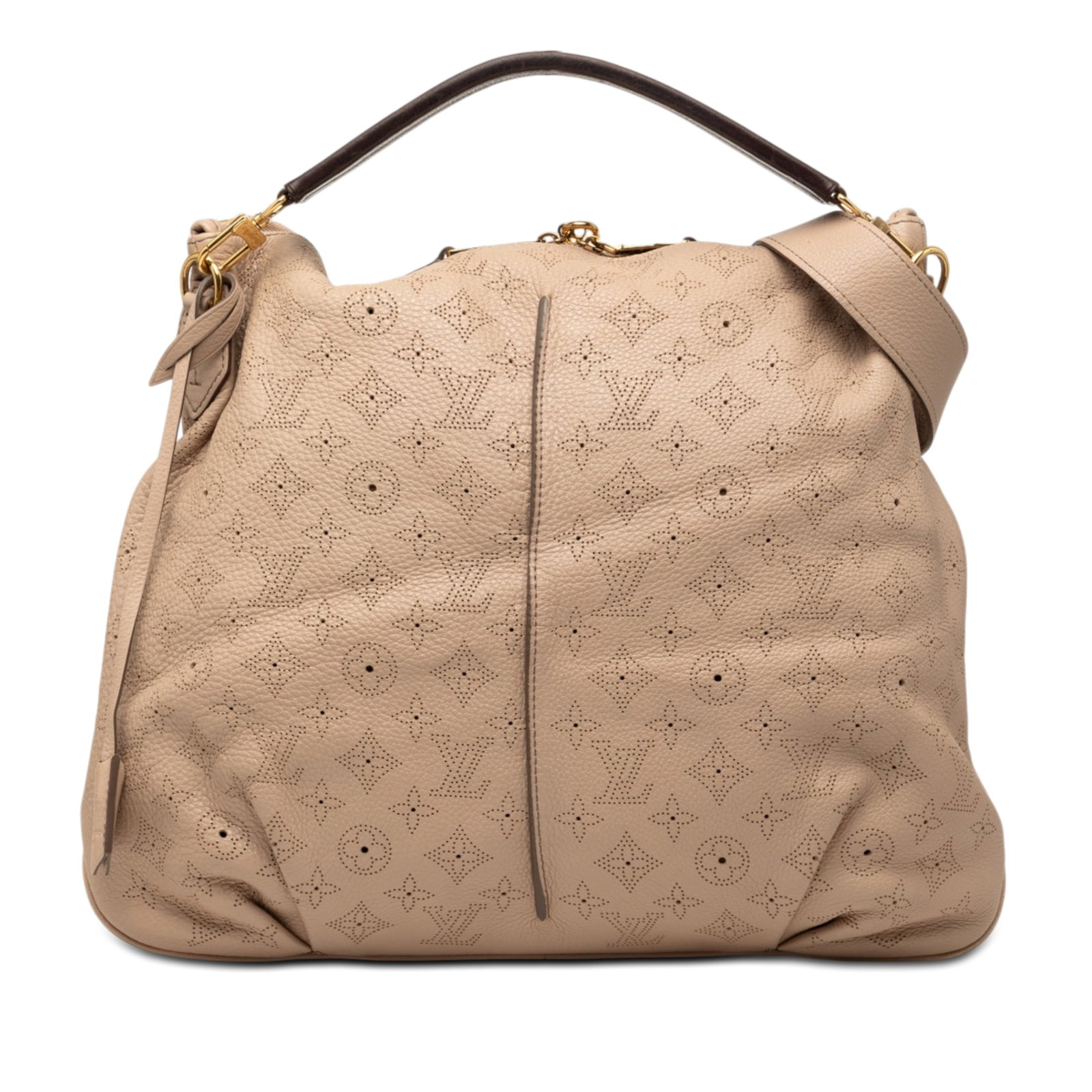 Louis Vuitton Selene MM Monogram Mahina leather bag: Louis Vuitton Selene MM Monogram Mahina leather bag This Louis Vuitton Monogram Mahina Selene MM is crafted from beige leather and features a flat leather top handle, a detachable flat leather strap, 