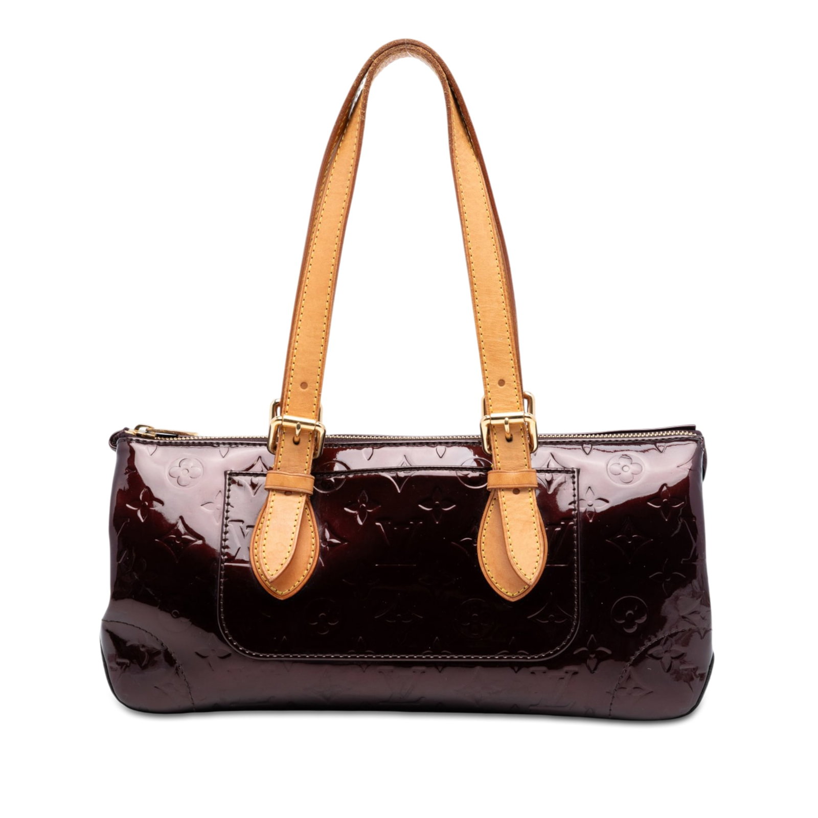 Louis Vuitton Rosewood Avenue Vernis Leather Shoulder Bag: Louis Vuitton Rosewood Avenue Vernis Leather Shoulder Bag The Louis Vuitton Monogram Vernis Rosewood Avenue features a monogram vernis leather body in purple, complemented by flat vachetta leather sho