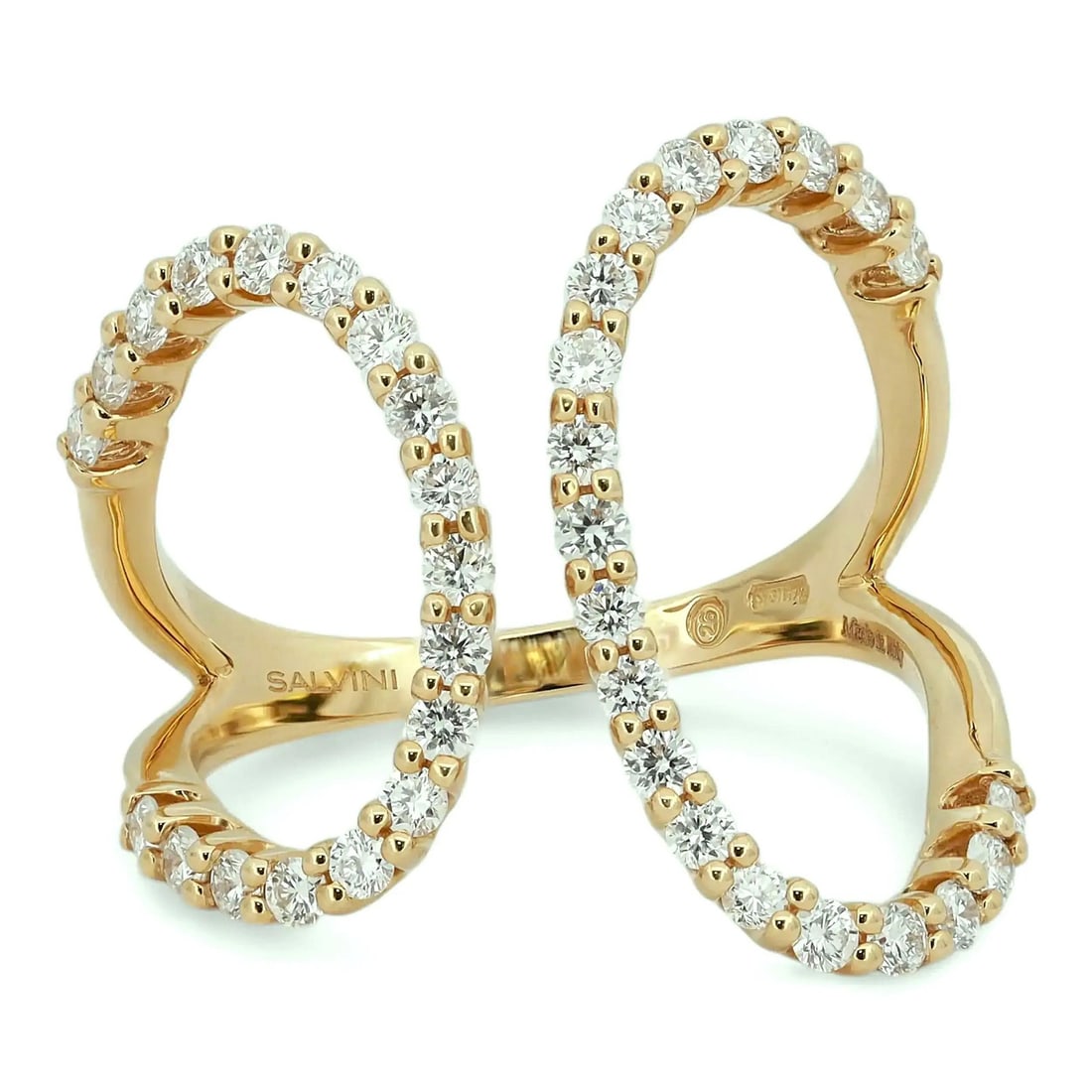 Salvini 18K Yellow Gold Open Wrap Ring with Round Diamonds Size 5.5: Salvini 18K Yellow Gold Open Wrap Ring with Round Diamonds Size 5.5 This Salvini wrap ring is crafted from 18k yellow gold and features a modern open style design adorned with sparkling round brillian