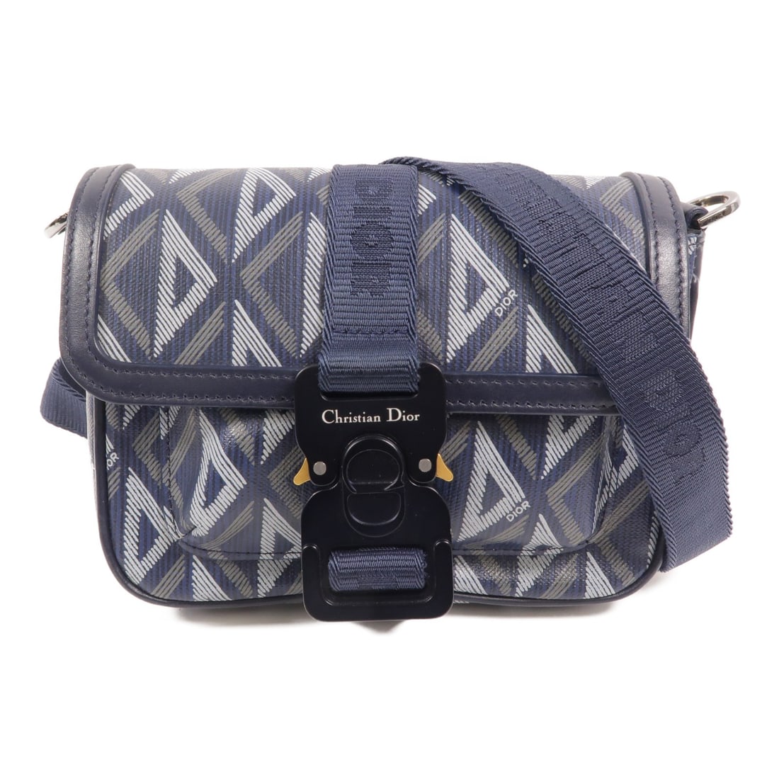 Dior Hit The Road Blue PVC Coated Canvas Shoulder Bag: Dior Hit The Road Blue PVC Coated Canvas Shoulder Bag This Christian Dior CD Hit The Road shoulder bag is crafted from durable blue PVC coated canvas. Designed for men, it offers a compact and stylish