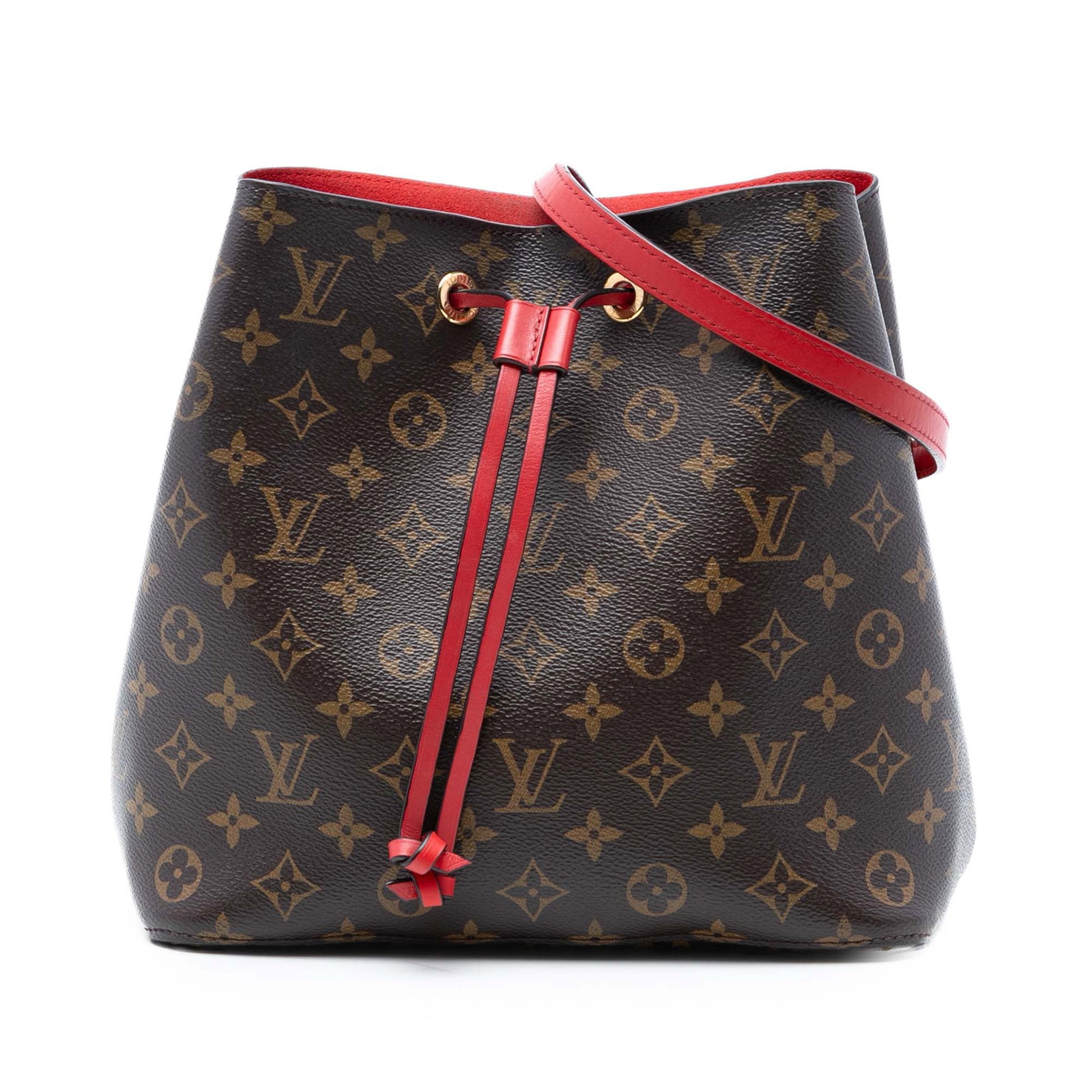 Louis Vuitton Neonoe MM Brown Monogram Canvas Shoulder Bag with Drawstring: Louis Vuitton Neonoe MM Brown Monogram Canvas Shoulder Bag with Drawstring The Louis Vuitton Monogram Neonoe MM features a monogram canvas body with a classic brown color, an adjustable and detachable