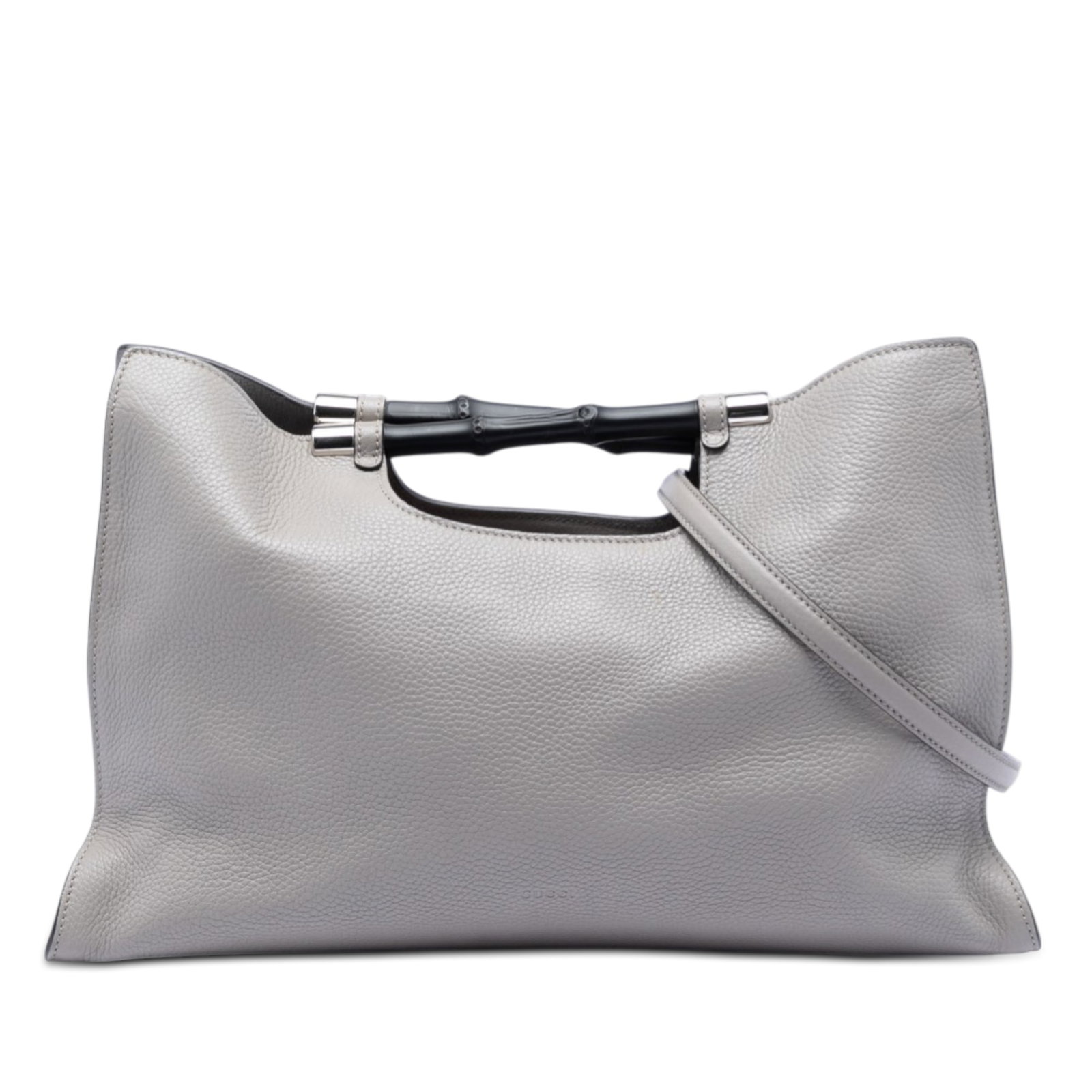 Gucci gray leather bamboo handle satchel (1 of 6)