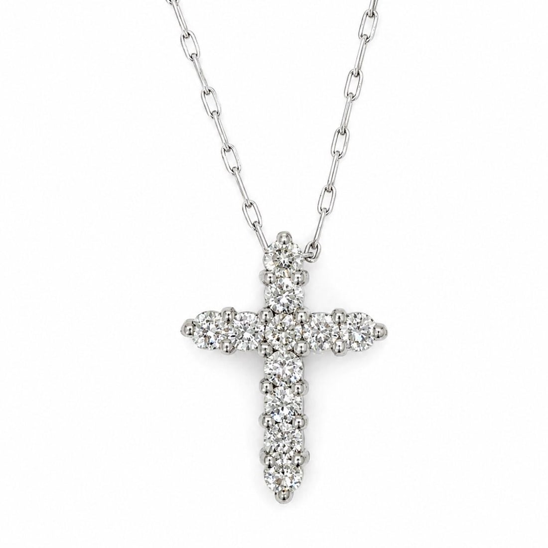 Diamond Cross Pendant 14K White Gold with Platinum Chain (1 of 6)