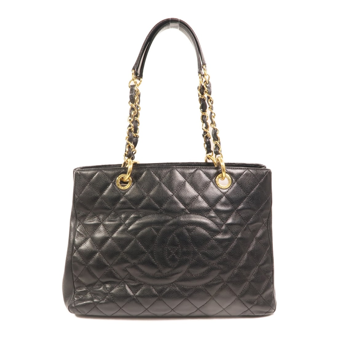 CHANEL GST Black Calfskin Shoulder Tote A50995 GHW: CHANEL GST Black Calfskin Shoulder Tote A50995 GHW This CHANEL GST Grand Shopping Tote is crafted from luxurious black calfskin leather, featuring a classic shoulder bag design. The bag offers ample s