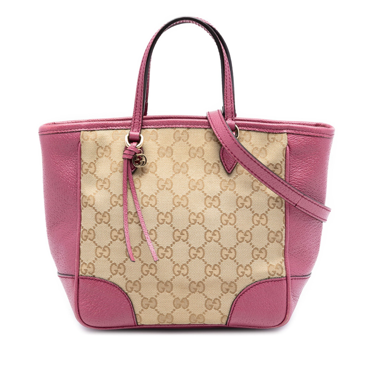 Gucci Bree satchel beige GG canvas leather trim: Gucci Bree satchel beige GG canvas leather trim This Gucci Small GG Canvas Bree Satchel features a beige canvas body with leather trim, flat leather handles, a detachable flat leather strap, a top zip
