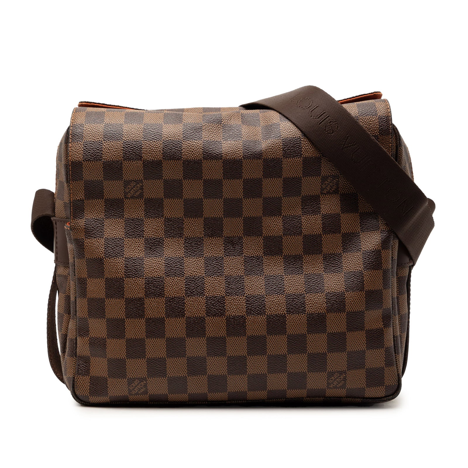 Louis Vuitton Damier Ebene Naviglio Bag: Louis Vuitton Damier Ebene Naviglio Bag This Louis Vuitton Damier Ebene Naviglio bag features the signature Damier Ebene canvas body, a flat adjustable strap, a top flap with snap closure, and a top z