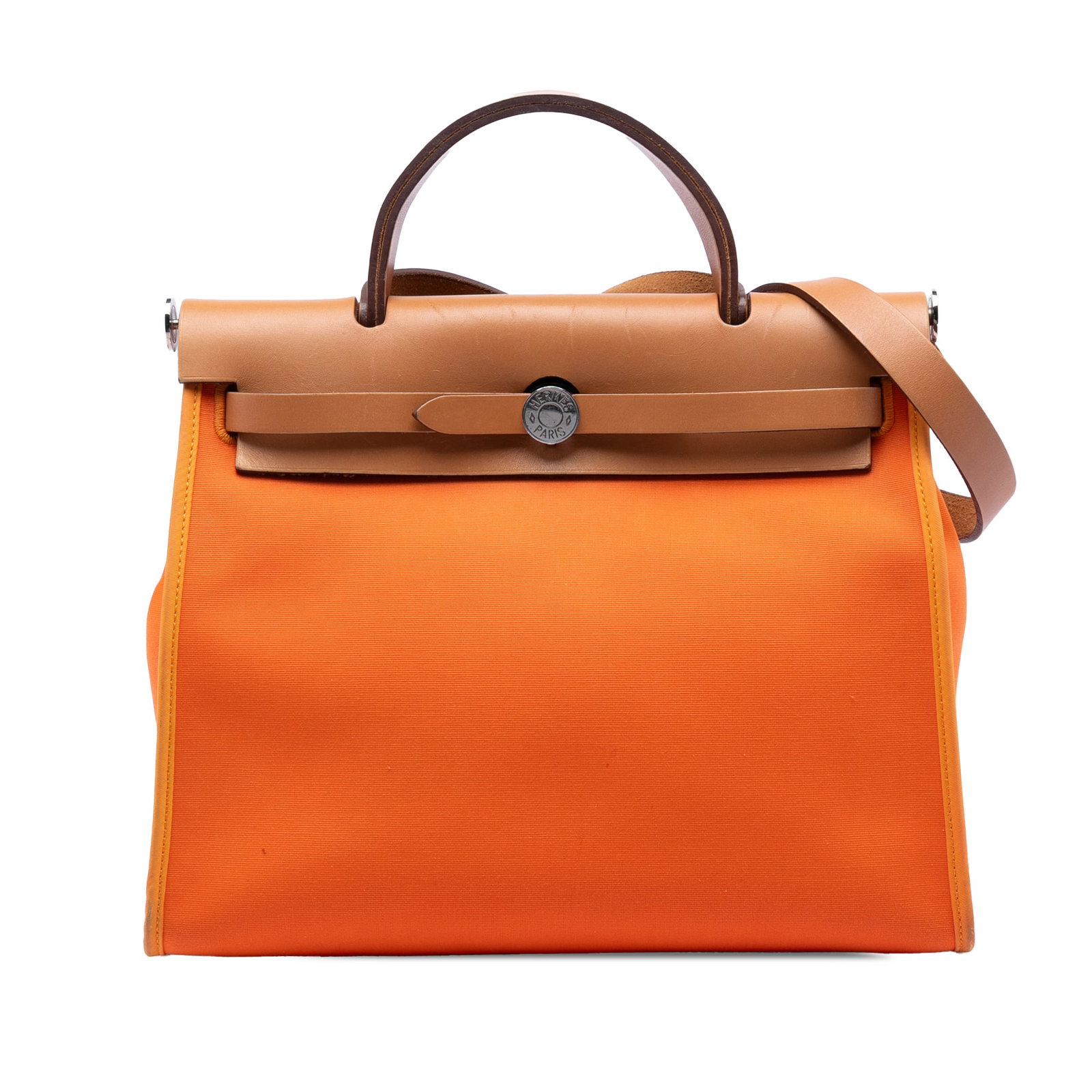 Hermes Herbag Zip 31 Canvas and Leather Shoulder Bag Orange (1 of 8)