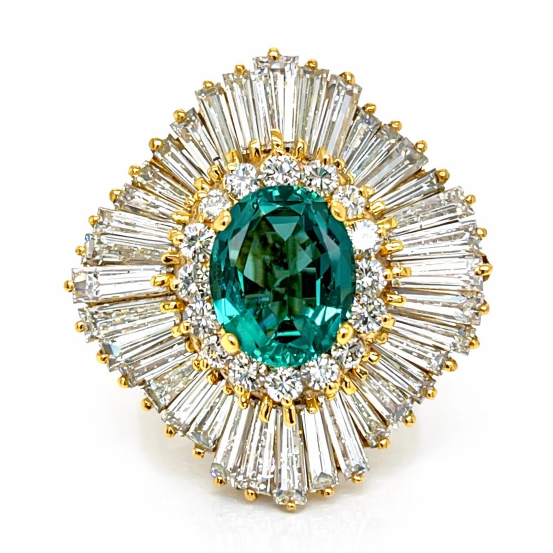 Emerald and Diamond Ring in 18K Yellow Gold Size 7 (1 of 4)