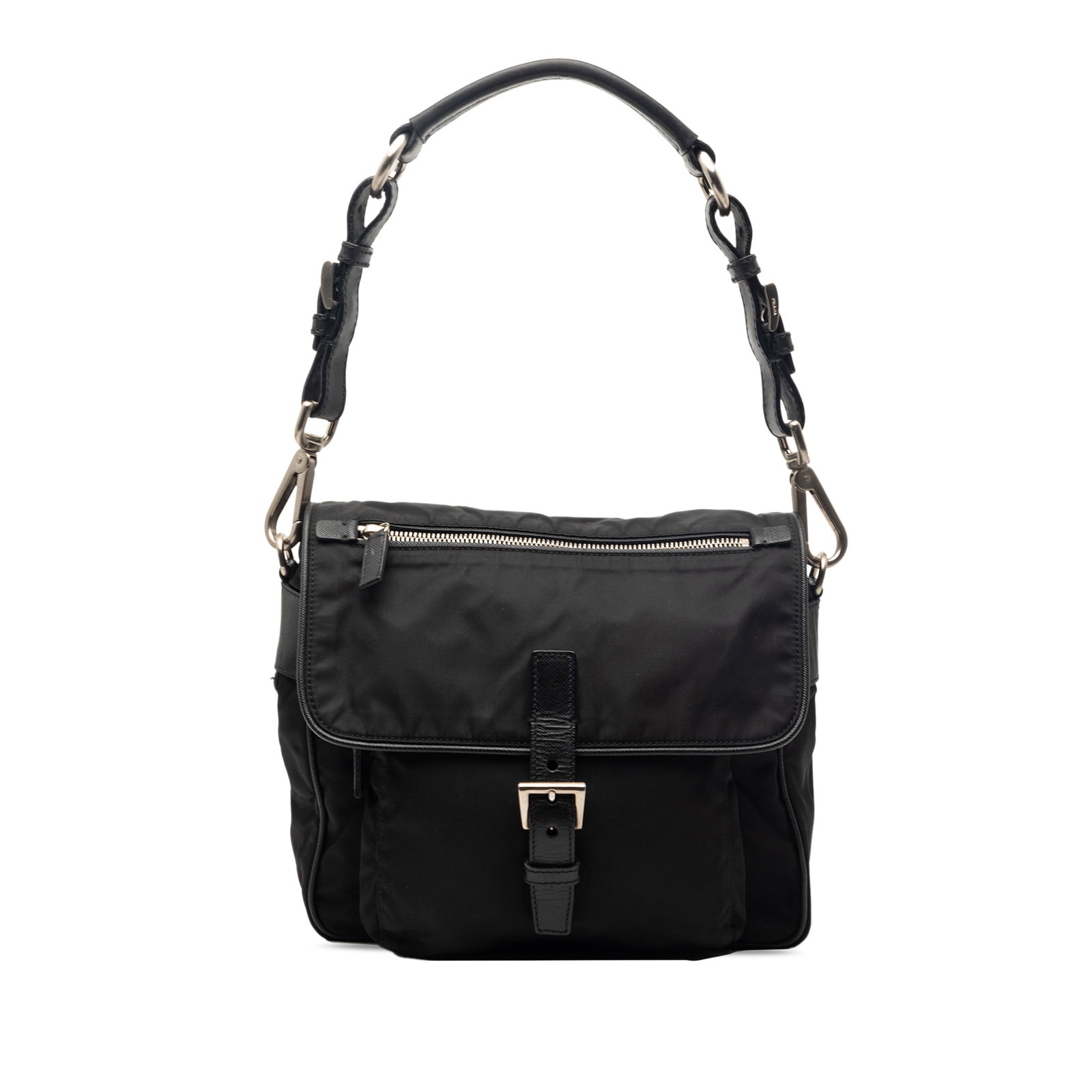 Prada Black Tessuto Leather Trim Shoulder Bag (1 of 7)