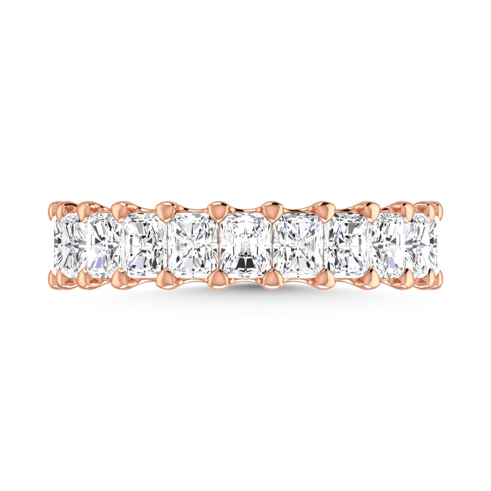 14K Rose Gold 6 3/8 CT Tw. Radiant Shape Lab Grown Diamond Full Eternity Band: 14K Rose Gold 6 3/8 CT Tw. Radiant Shape Lab Grown Diamond Full Eternity Band Celebrate everlasting love with our stunning Lab Grown Diamond Full Eternity Wedding Band. Crafted in precious metal, this
