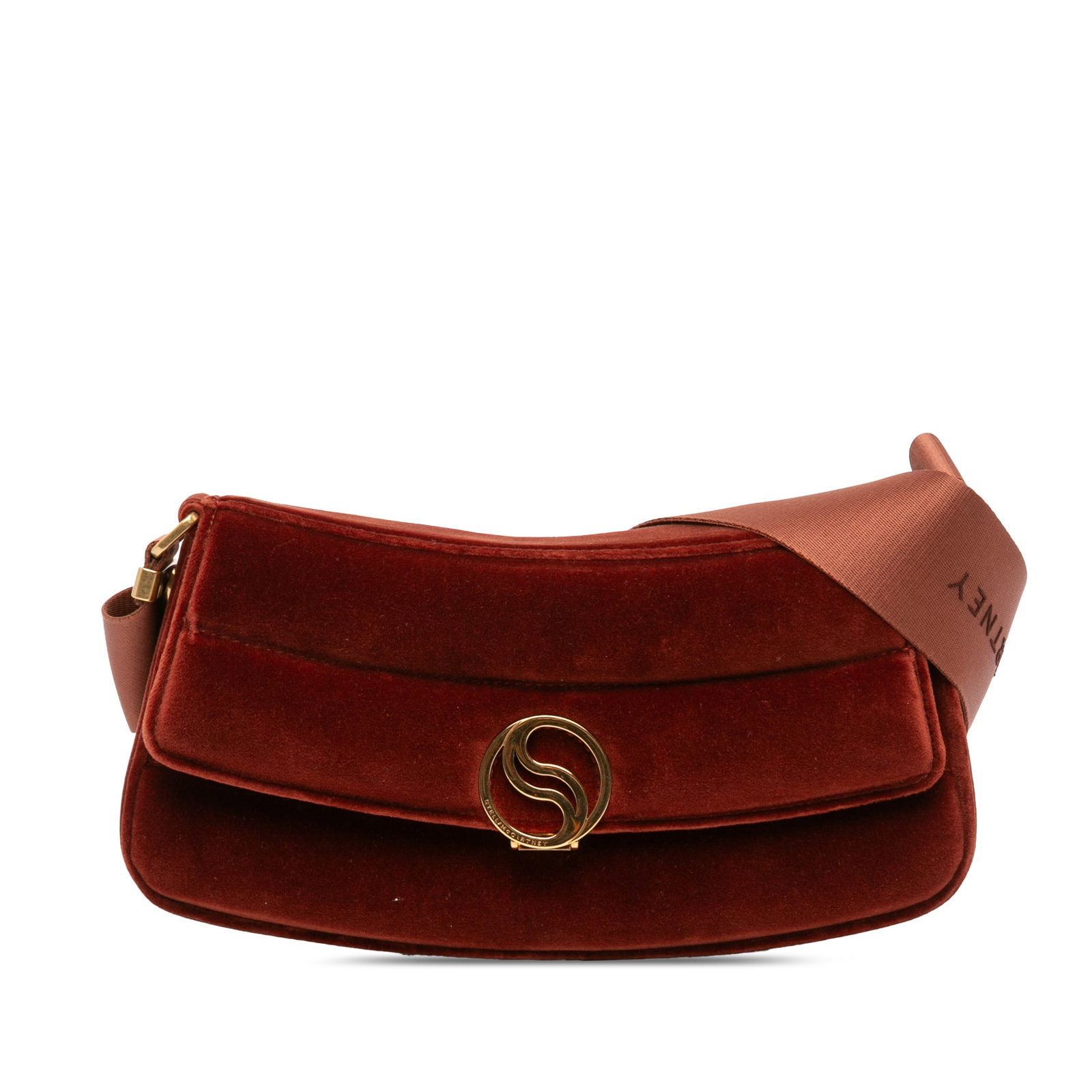 Stella McCartney S Wave Faux Velvet Red Shoulder Bag with Padded Design (1 of 9)