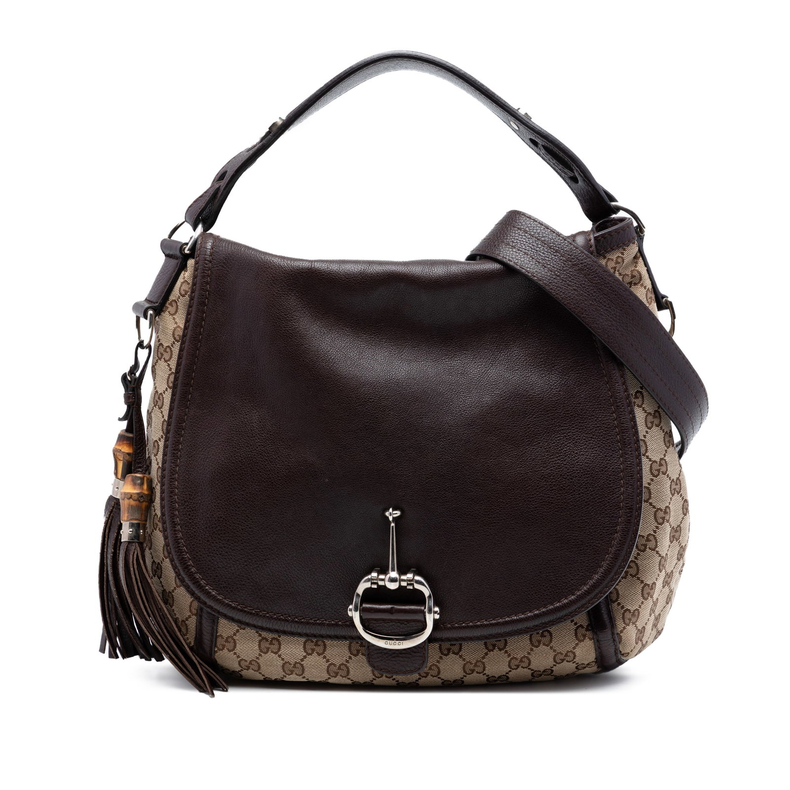 Gucci GG Canvas Horsebit Satchel Large Beige (1 of 7)