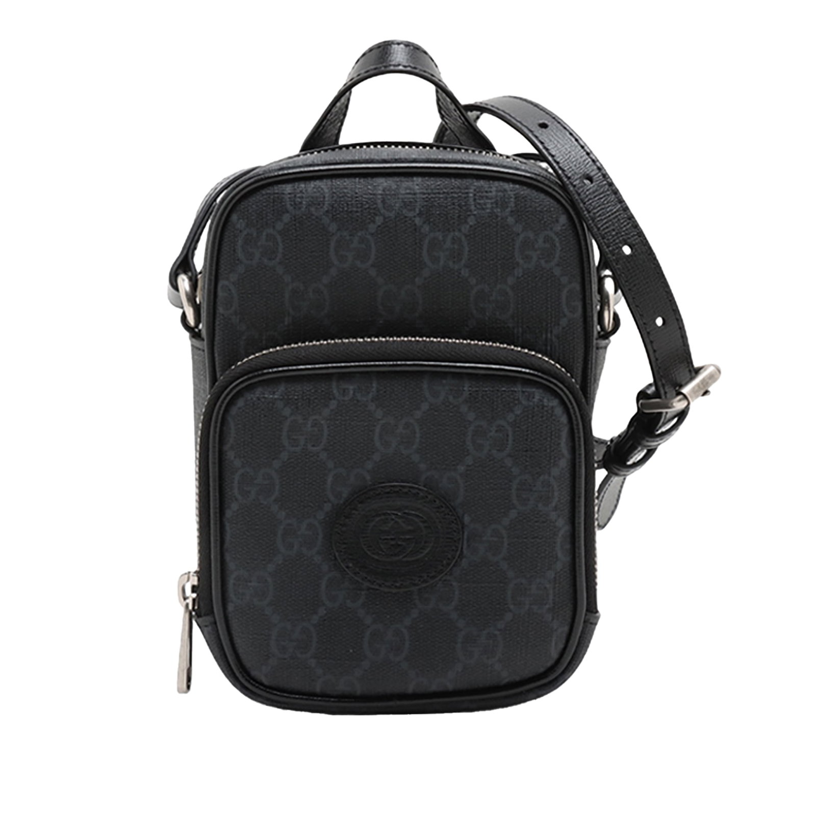 Gucci GG Supreme Mini Satchel with Leather Trim: Gucci GG Supreme Mini Satchel with Leather Trim This Gucci Mini GG Supreme Interlocking G Satchel is crafted from coated canvas with leather trim, featuring a flat leather top handle and an adjustable