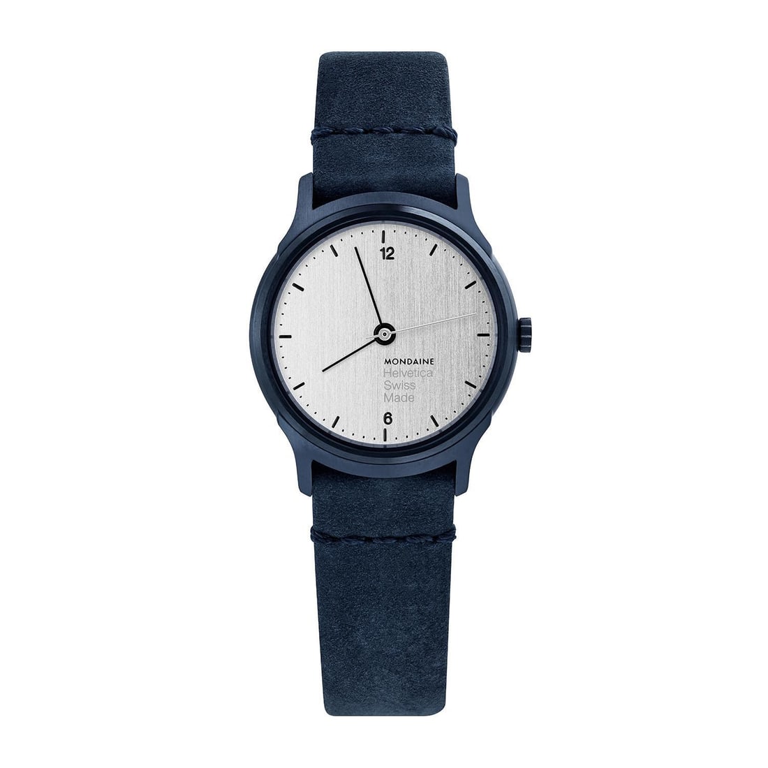 Mondaine Helvetica Quartz Ladies Watch Blue Leather Silver Dial 26mm: Mondaine Helvetica Quartz Ladies Watch Blue Leather Silver Dial 26mm Elevate your style with the Mondaine Helvetica Ladies Watch, a perfect blend of functionality and elegance. This casual wristwatch 